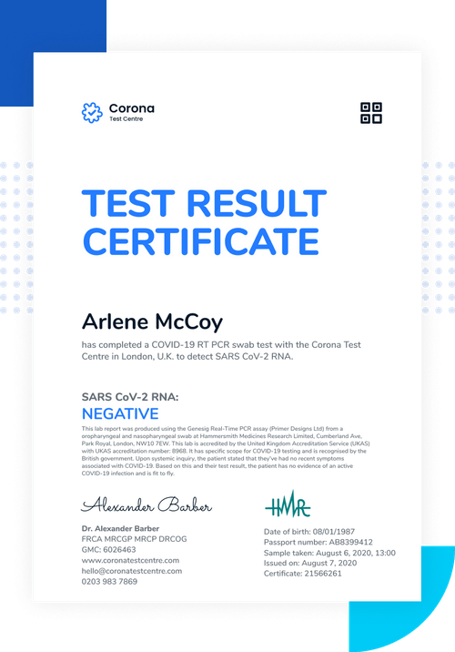 COVID19 PCR Fit To Fly Test For Travel